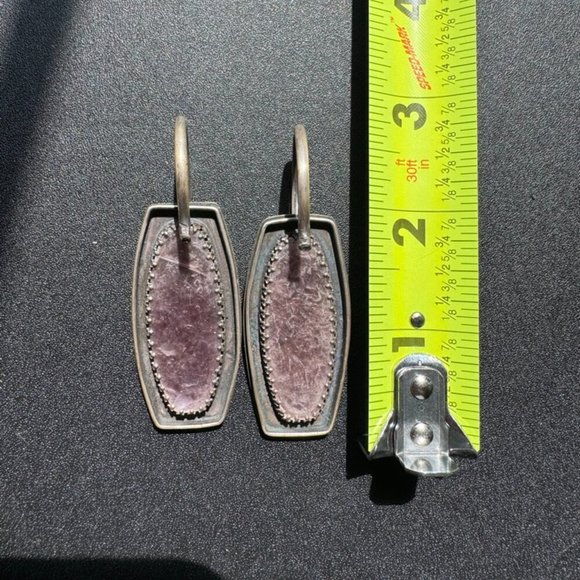 Lepidolite & Sterling Silver Ear Weights - Picture 2 of 4